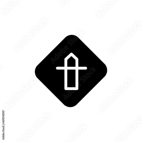 Minor Cross Road Solid Icon