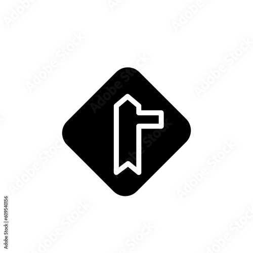Minor Right Road Solid Icon