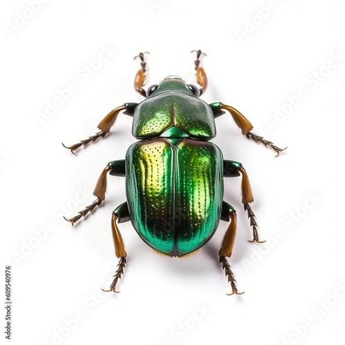 green beetle bug insect grub coleopteran fly entomology animal isolated on white background, generative AI