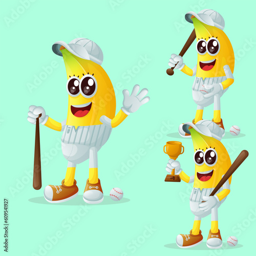 Wallpaper Mural Cute banana characters playing baseball Torontodigital.ca