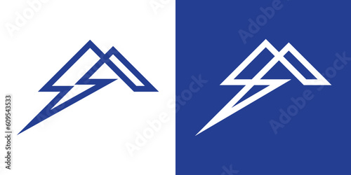 logo design minimalist flash and mountain icon vector illustration