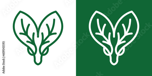 logo design minimalist deer and leaf icon vector illustration