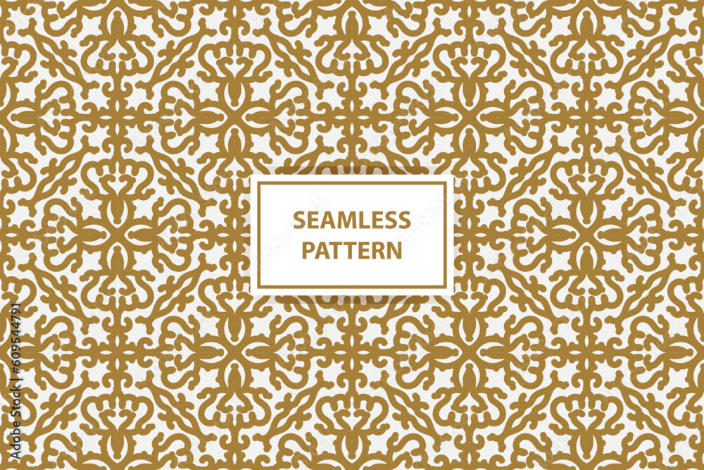 golden pattern. Luxury ornamental seamless ornament in traditional arabian, moroccan, turkish style. Gold abstract floral mosaic background texture. Modern minimal label. Premium design