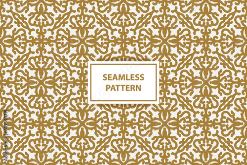 golden pattern. Luxury ornamental seamless ornament in traditional arabian, moroccan, turkish style. Gold abstract floral mosaic background texture. Modern minimal label. Premium design