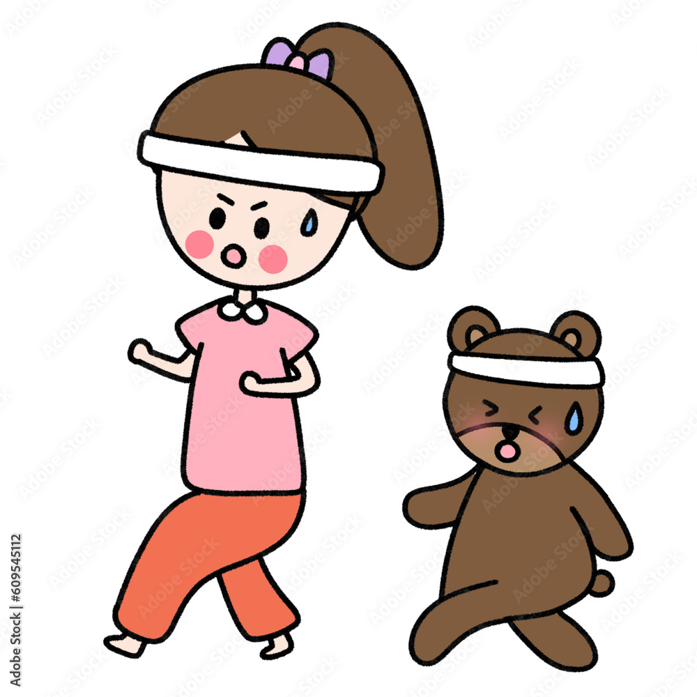 Run exercises self care bear girl activity hobby