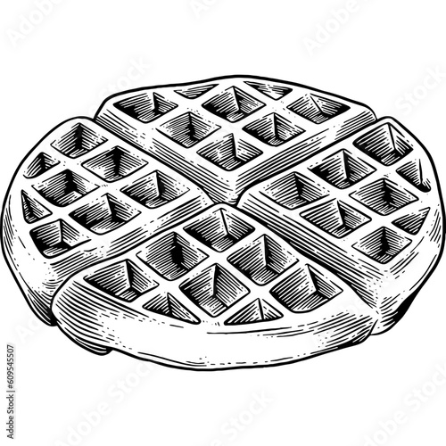 Hand drawn Waffle Sketch Illustration