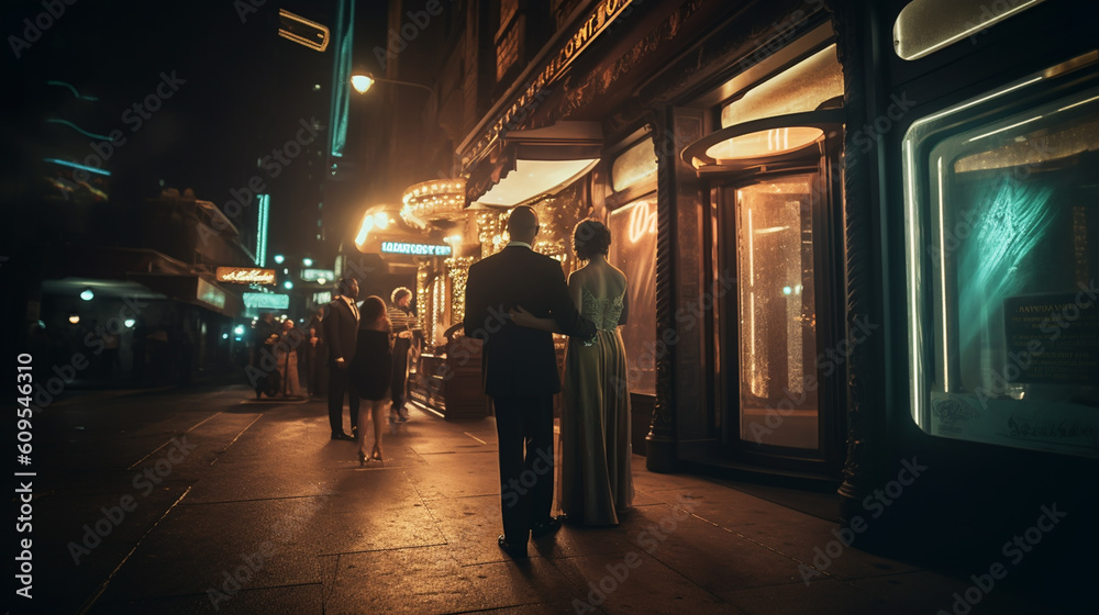 Fototapeta premium Stylish man and beautiful woman date. Generative ai