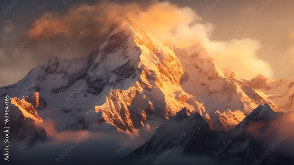 sunset on a mountain, Generative AI