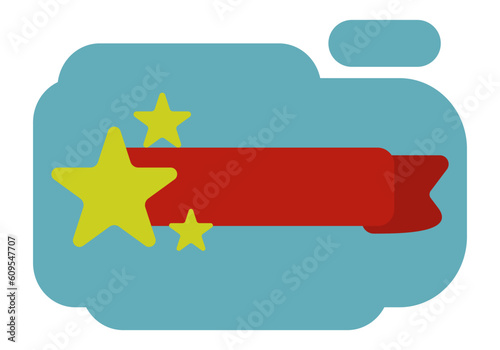 Stars and red ribbon flat vector illustration. Star seller concept in an online business.