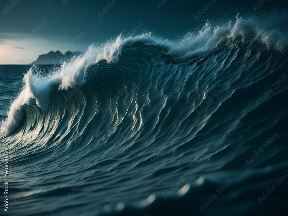 Big blue wave closeup. AI Generated Big blue wave closeup. AI Generated