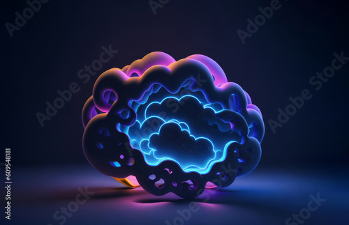  Abstract neon cloud illuminated. AI