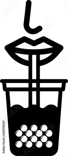 Drink with a plastic straw, element icon.