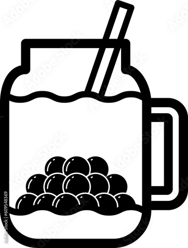Pearl milk tea glass jar, element icon.