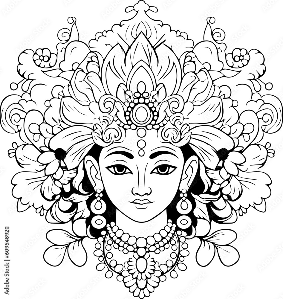 Hindu lord krishna black and white images Stock Vector Adobe Stock