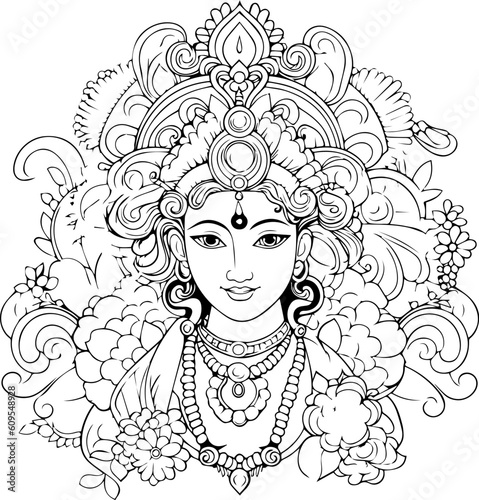 Hindu lord krishna black and white images