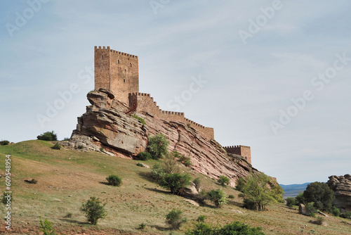 view of the impressive rock castle of zafra photo