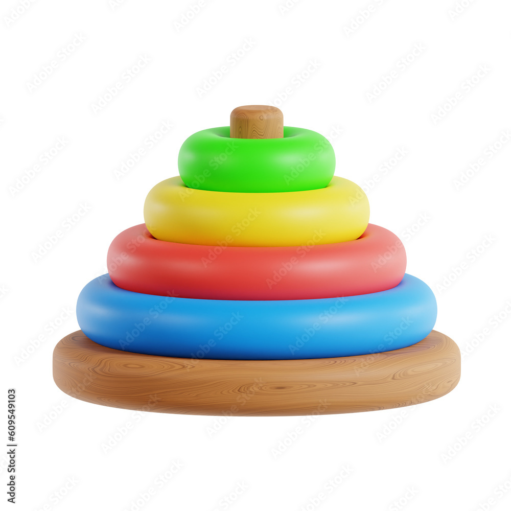 stacking ring 3d render icon illustration, transparent background, kids toy stacking ring 3d render icon illustration, transparent background, kids toy