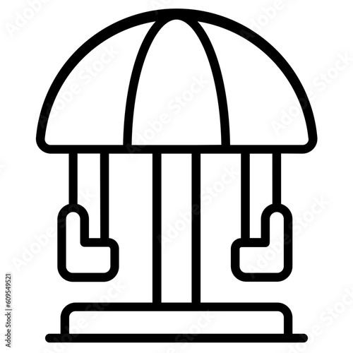 Merry-go-round ride line icon