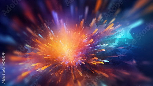 Colorful motion burst wallpaper, Fragmented color explosion background, Abstract maximal starburst, Generative AI
