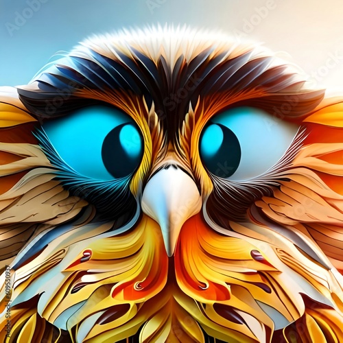 Colorful bird with colored feathers digital art illustration  Generative AI