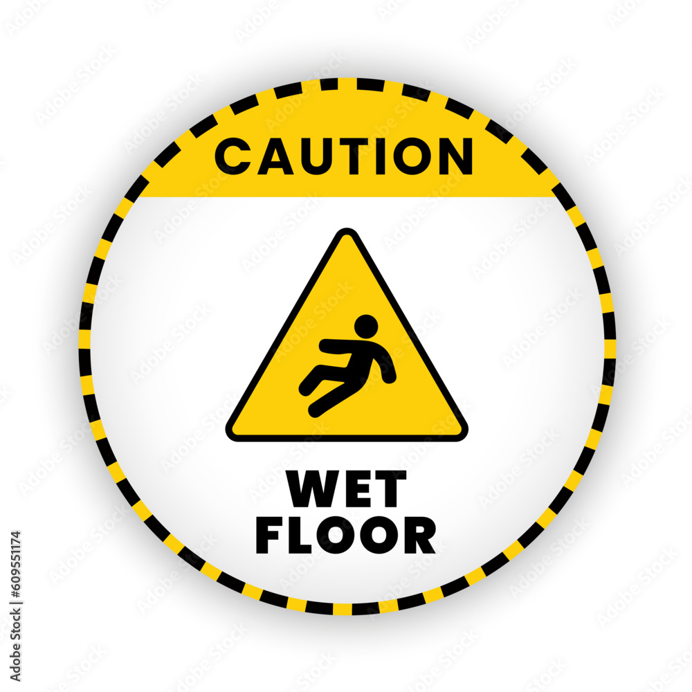 Obraz premium Caution wet floor banner vector,illustration deign. Sign of warning wet floor be carefully.