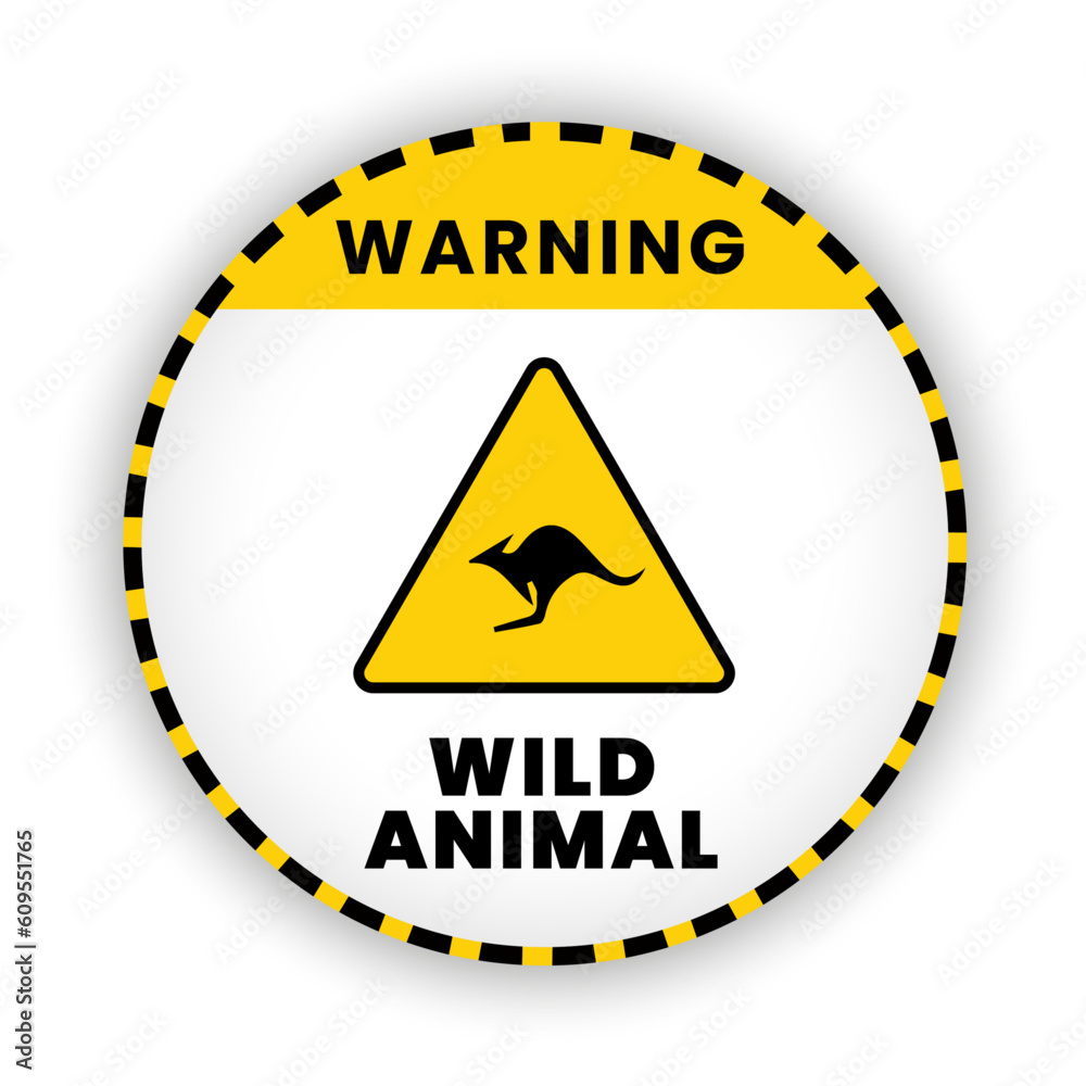 Obraz premium Warning wild animal of road sign of crossing. Circle shape of warning signg vector illustration