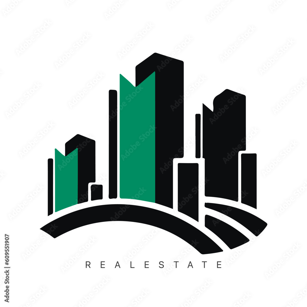 Real estate logo design with line art style. City building vector abstract for Logo Design Inspiration Real estate logo design with line art style. City building vector abstract for Logo Design Inspiration
