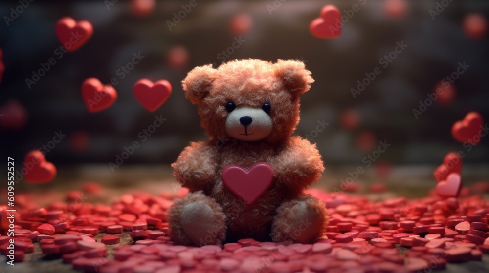 teddy bear with heart shaped gift