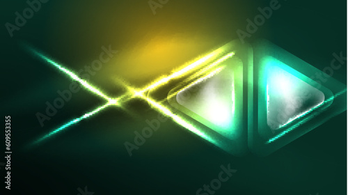 Wallpaper Mural Digital Neon Abstract Background, Triangles And Lights Geometric Design Template Torontodigital.ca