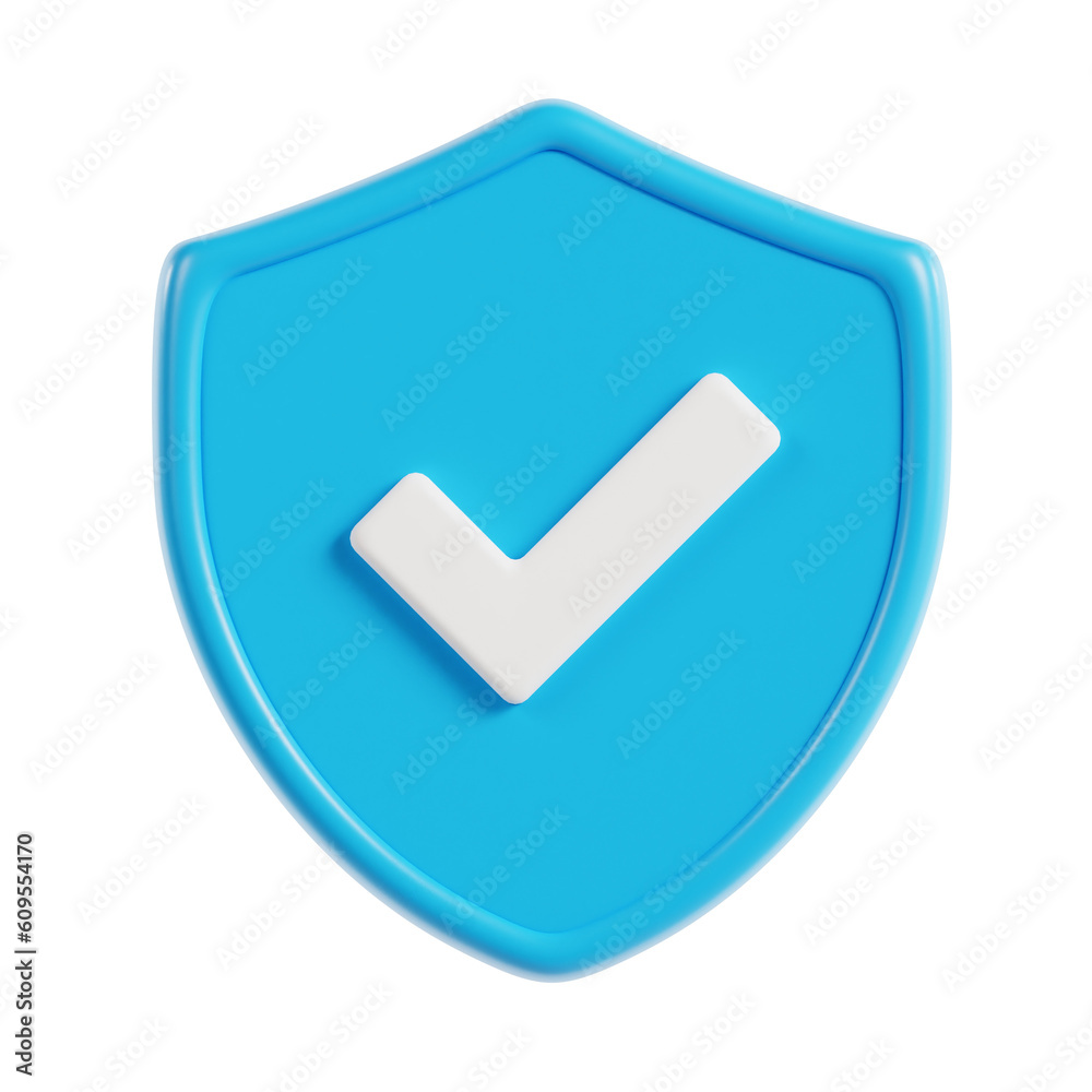 secure shield 3d render icon illustration, transparent background, security