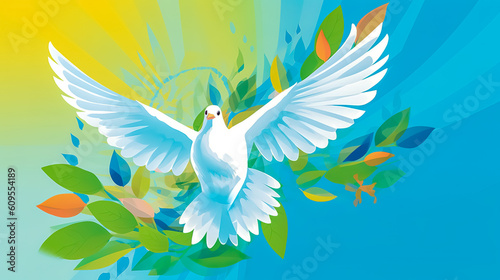 peace on the planet, the dove as a symbol of peace and friendship on earth, made with Generative AI