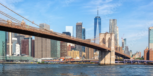 New York City skyline of Manhattan with Brooklyn Bridge and World Trade Center skyscraper panorama in the United States © Markus Mainka