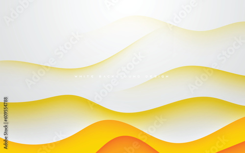Abstract wavy white background with yellow color element