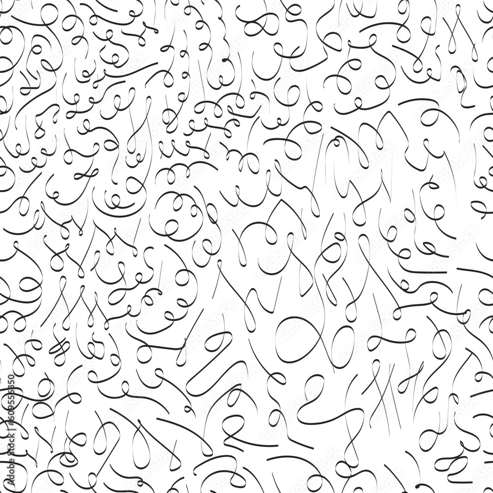 Seamless pattern with hand drawing curly lines abstract