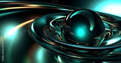 Wavy 3d abstract background with crystal ball. generative ai