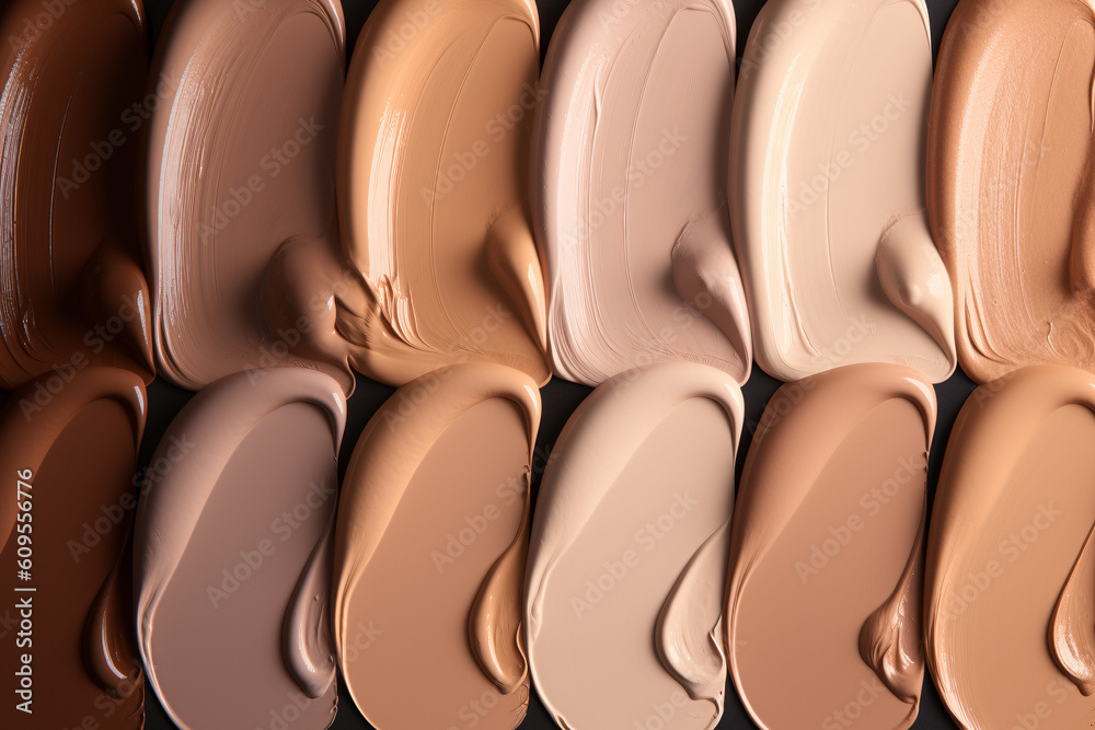 Fototapeta premium Swatches of foundation in different skin shades.