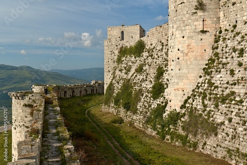 The Crusader castle Crac des Chevaliers was built by the Hospitaller Order of Saint John of Jerusalem from 1142 to 1271. Since 2006, it has been inscribed on the UNESCO World Heritage List. Syria. photo