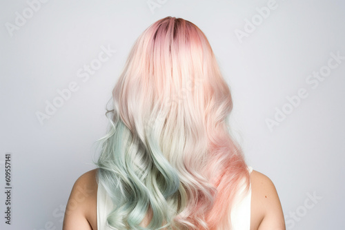Long pastel colored hair. 