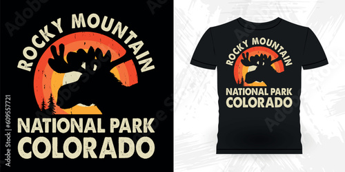 Moose Funny Outdoor Adventure Lover Mountain Nature Retro Vintage Hiking T-shirt Design