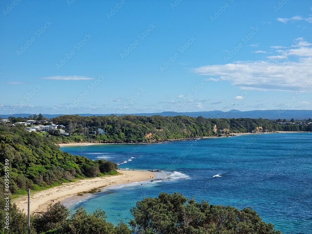 View Along the Coast From Nora Head New South Wales, Australia. Looking over the ocean and beaches