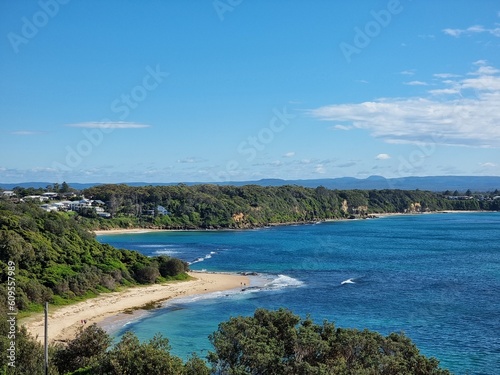 View Along the Coast From Nora Head New South Wales  Australia. Looking over the ocean and beaches
