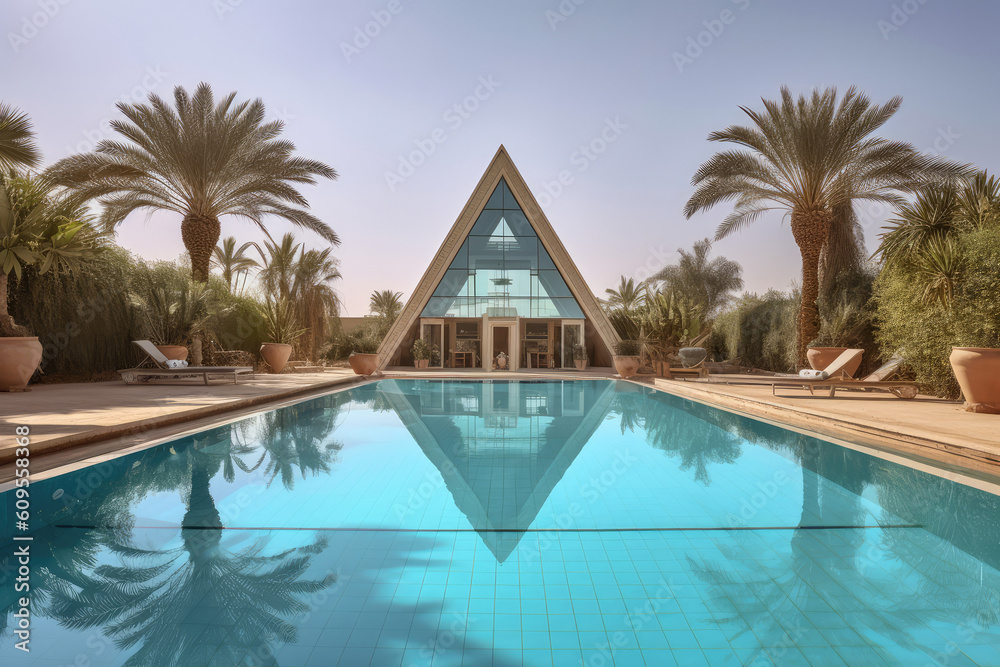 Ein schöner Pool in einer imaginären Anlage in Ägypten