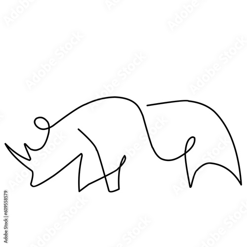 One line rhinoceros design silhouette. Hand drawn minimalism style vector illustration