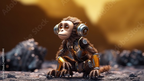monkey with headphones