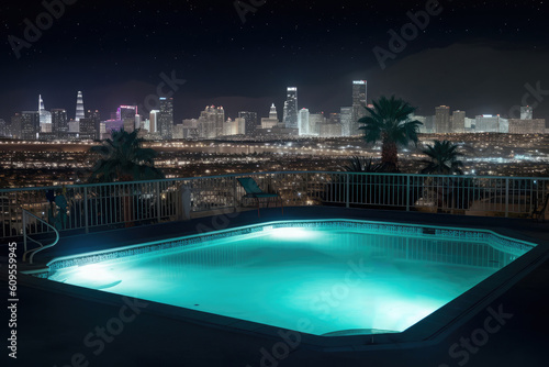 Ein schöner Pool auf einem Dach in einer Stadt wie Las Vegas