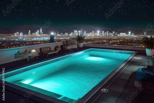 Ein schöner Pool auf einem Dach in einer Stadt wie Las Vegas