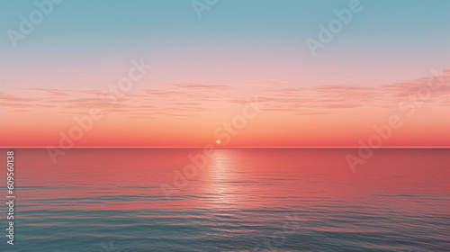Calming atmosphere of a sunset over the ocean. Generative IA