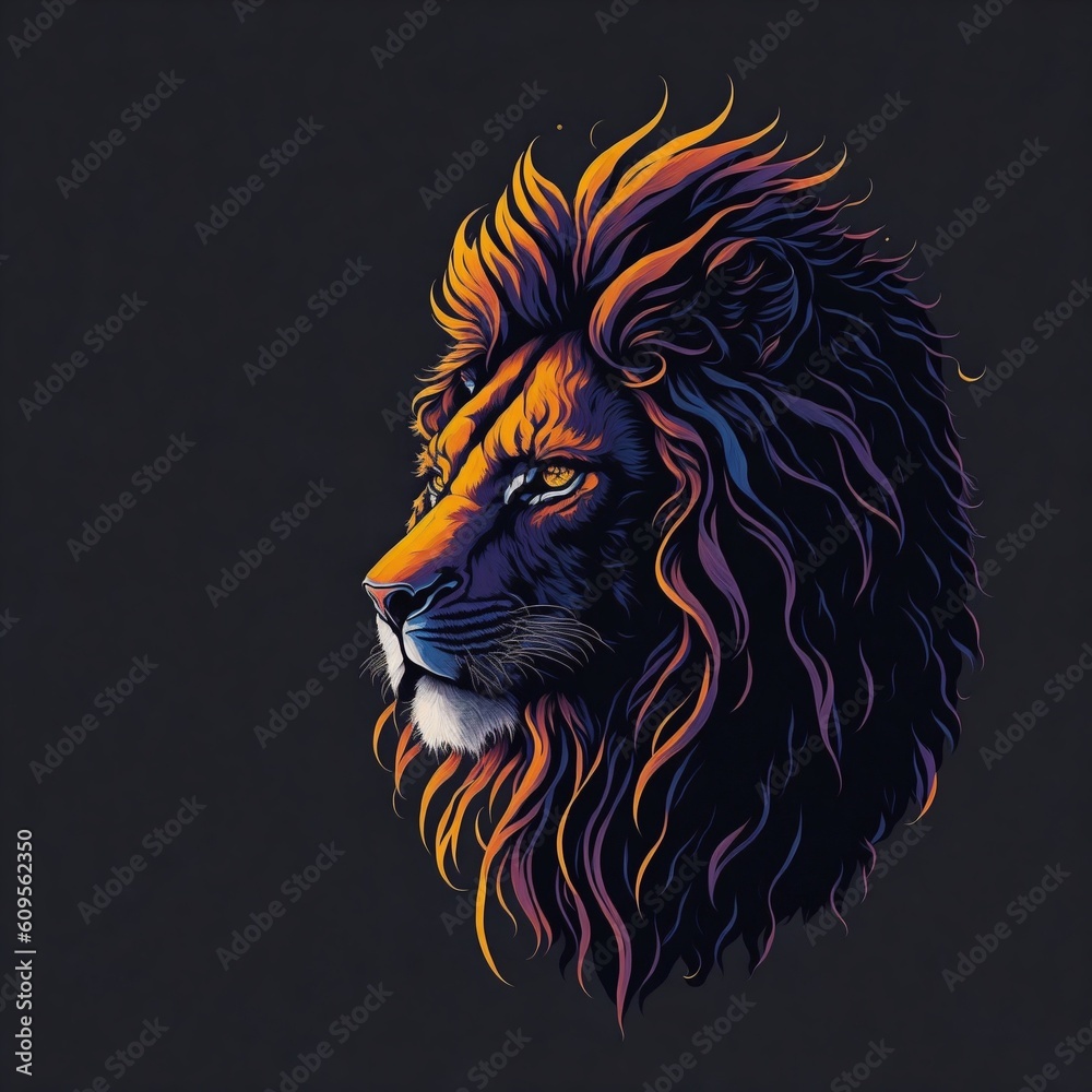 Lion head pop art illustration generative ai