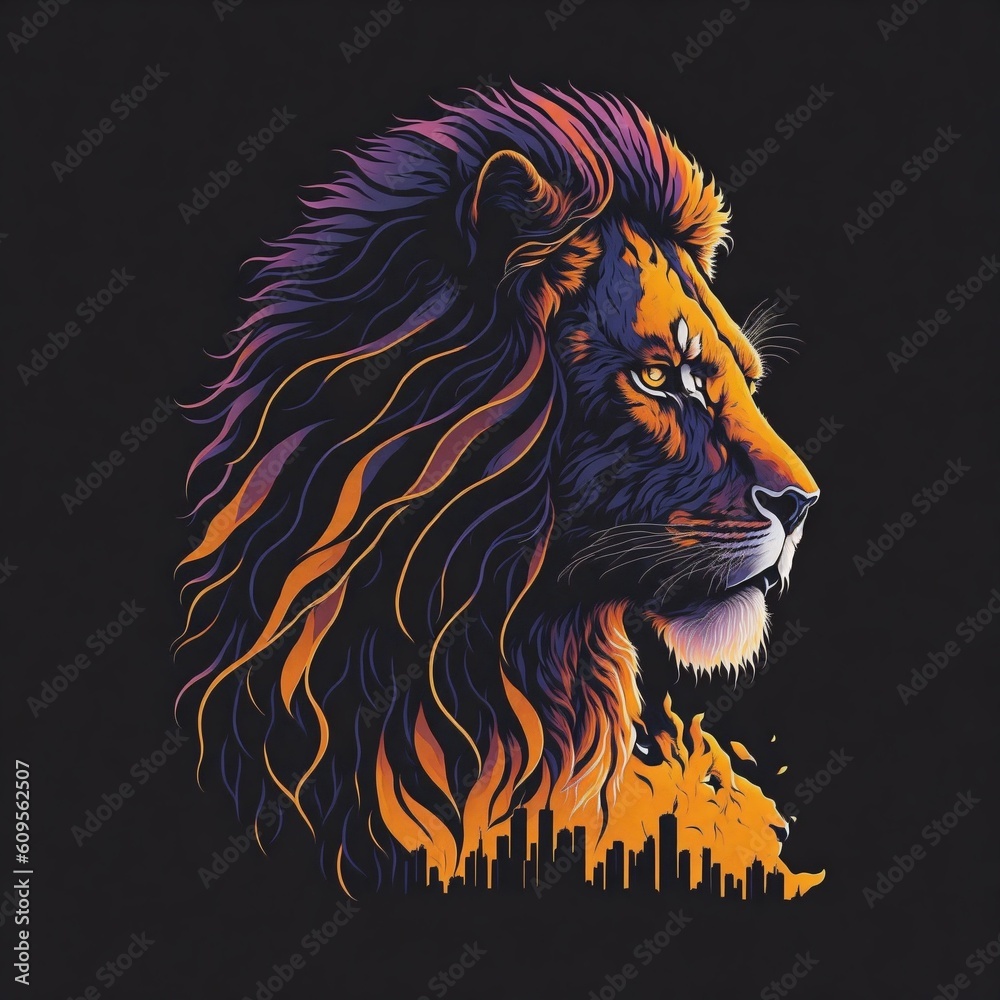 Lion head pop art illustration generative ai