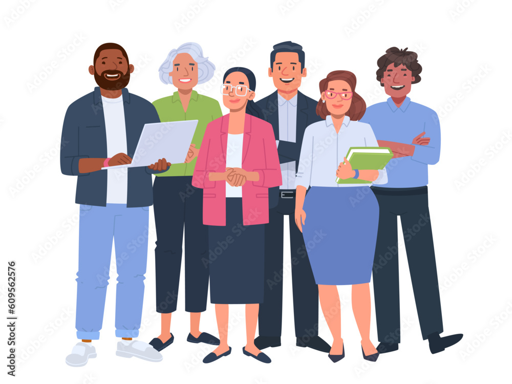 Fototapeta premium Multinational business team. Colleagues, company employees, men and women of different ages and races on a white background